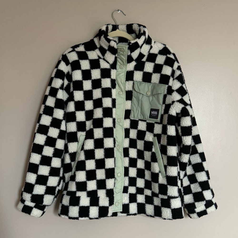 Vans small black, and white checkered jacket